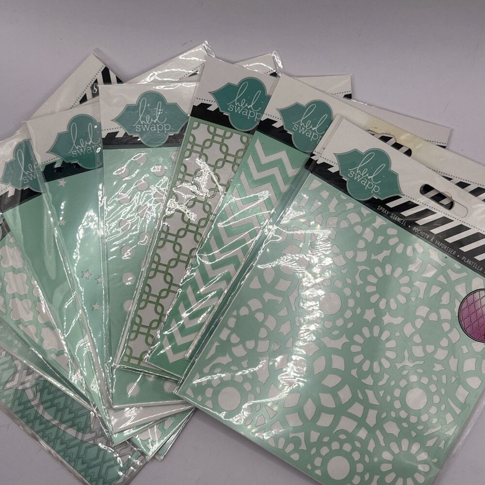 Heidi Swapp Spray Stencil Geometric Shapes Lot of 11 flowers dots hearts stars